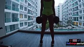 i worked out at gym with my horny asian teen girlfriend then fucked her hard after