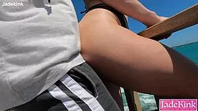 Isabela flashes tits at lookout then blows and fucks cock outdoors!