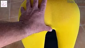 watching mom's fit best friend yoga wet puffy pussy then doggystyle pounding her 💦🍑