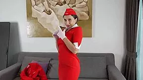Russian stewardess lures pilot home for anal pounding and creampie finish
