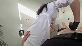 oops!! i gave patient viagra by accident now fuck my milf nurse ass in latex gloves