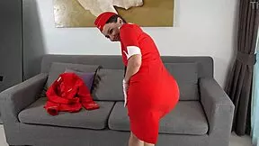 Russian stewardess lures pilot home for anal pounding and creampie finish