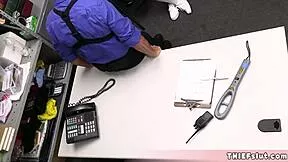 damn that cute blonde shoplifter got caught and fucked doggystyle by mall cop on cctv