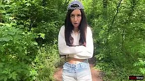 Caught Graffiti Girl? Now Fucking Her Deep in Forest Cum in Panties!