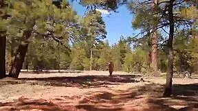 Blondie Teen 18+ Strips Naked for Sexy Forest Workout Thrill