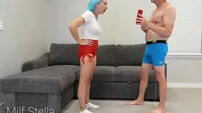 stepsis socks my cock to keep me quiet footjob