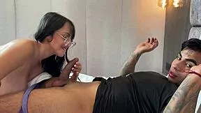 Stepbro just wanted movie night but curvy glasses colombian bodybuilder twin dominates with big natural tits and ass taboo fuck