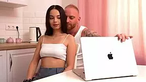 i finally convinced stepsis for quick bareback sex she moaned loud cum dripping on tits