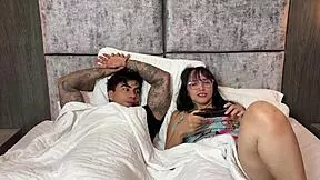 Stepbro just wanted movie night but curvy glasses colombian bodybuilder twin dominates with big natural tits and ass taboo fuck