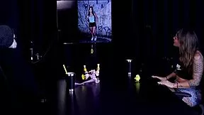 Damiana's naughty interview turns into public toy humiliation orgy