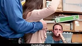 shoplifter teen with braces gets fucked hard in garage while bf watches