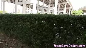 i can't believe this amateur teen got jizzed all over in pov outdoors!!