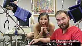 Petite Asian patient Raya Nguyen sucks doctor's cock then gets facefucked missionary