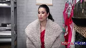 Horny petite latina stripper in fishnets and thong caught stealing in prison reality scene