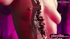 Gorgeous tanned petite milf slowly strips clothes to reveal her perfect nude body.