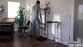 blonde doctor emma hix with fake big tits deepthroats patient monster cock in hospital taboo sloppy blowjob