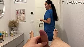 a private massage with the brunette nurse turned into way too much licking and deepthroat swallowing
