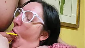 candid milf wife deepthroats husband cock sloppy blowjob to orgasm facial