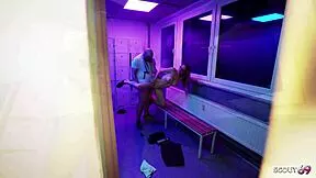 german glasses fitness model lures gym stranger for shower creampie quickie fuck... hot!!