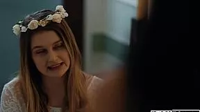 Lesbian stepsis licks hairy pussy and munches bride's big tits in taboo 69