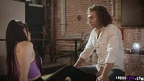 alison rey bends over gagging on michael vegas' monster cock for her big break