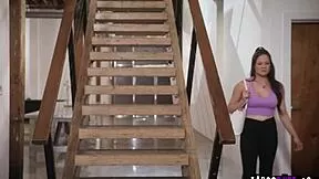 alison rey bends over gagging on michael vegas' monster cock for her big break