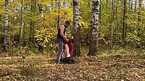 that student slut gets spanked hard then fucked rough in autumn forest outdoors