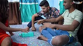 Ever wonder how Desi girlfriend takes boyfriend and friend in wild interracial threesome pounding?