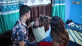 Ever wonder how Desi girlfriend takes boyfriend and friend in wild interracial threesome pounding?