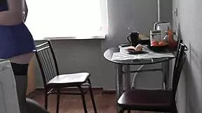 Isn't This Sexy Brunette's Morning Ass in Lingerie Stockings Irresistible While She Prepares Coffee in Kitchen?