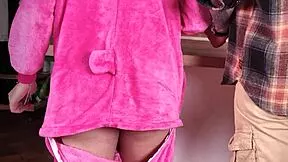 Stepdaughter begs daddy to rip panties then pound her tight dripping pussy hard in kitchen