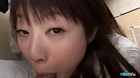 Shy Brunette Asian Sucks Old Cock Deep