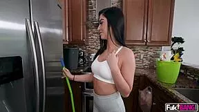 brunette maid jasmine vega rides cock to pay her way
