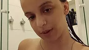 ruivinha takes a hot shower fingering her tight ass and pussy till she squirts like crazy