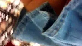 check this jean overalls upskirt while shopping public 😜🛍️