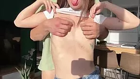 Does this stunning teen in tight jeans make you want to fuck her shaved pussy hard?