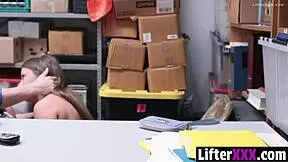 after stripping in garage, burglar teen bends for officer's doggystyle punishment.