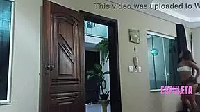 your aunt's boyfriend helps petite latina flash small tits and stroke in lingerie solo tease