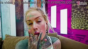 omg tattooed goth queen fingers gaping asshole in lingerie heels!