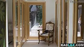 i catch hot teen babysitter and busty milf strapon railing her in steamy threesome