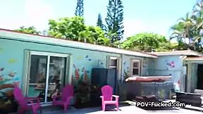 neighbors sneak poolside ride on her perfect bikini pussy