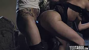 i'm like so sorry but this redhead milf gets pounded hard in ghostly foursome