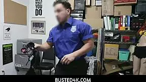 little brunette shoplifter natalie porkman roughly fucked by officer in garage