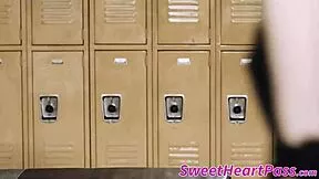 oh god carmen caliente's hairy pussy on my face in lesbian locker room 3some fingering...