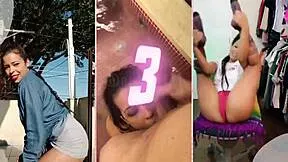 your aunt's boyfriend helps petite latina flash small tits and stroke in lingerie solo tease