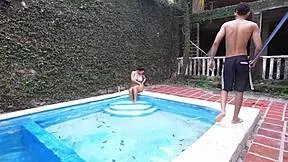 😏 curvy latina virgin's pool lesson turns taboo facial fuckfest with deepthroat cowgirl! 🌊💦