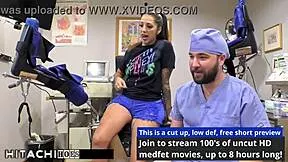 nurse lenna lux forces hitachi vibrator orgasms on stefania mafra's tanned latina ass and pussy