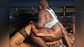 innocent ebony petite lured from concert to oiled outdoor threesome big black cock doggystyle squirt