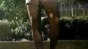 chinese shemale in stockings masturbates outdoors cums hard in public show your legs spread wide