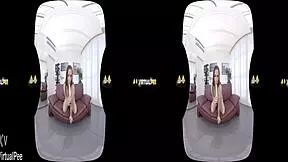 Antonia Sainz Teases With Pee And Dildo Toys On Sofa In VR